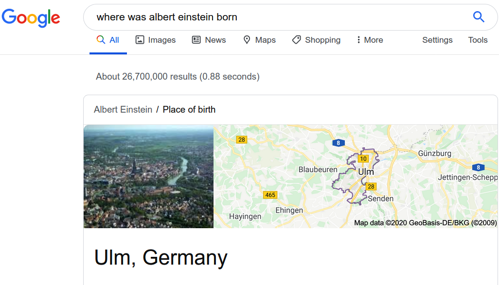 NER behind a search query