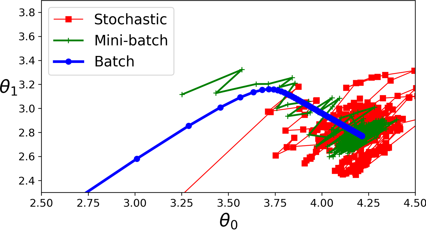 Batch, SGD, and mini-batch paths