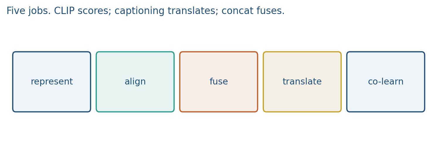 Represent, align, fuse, translate, co-learn